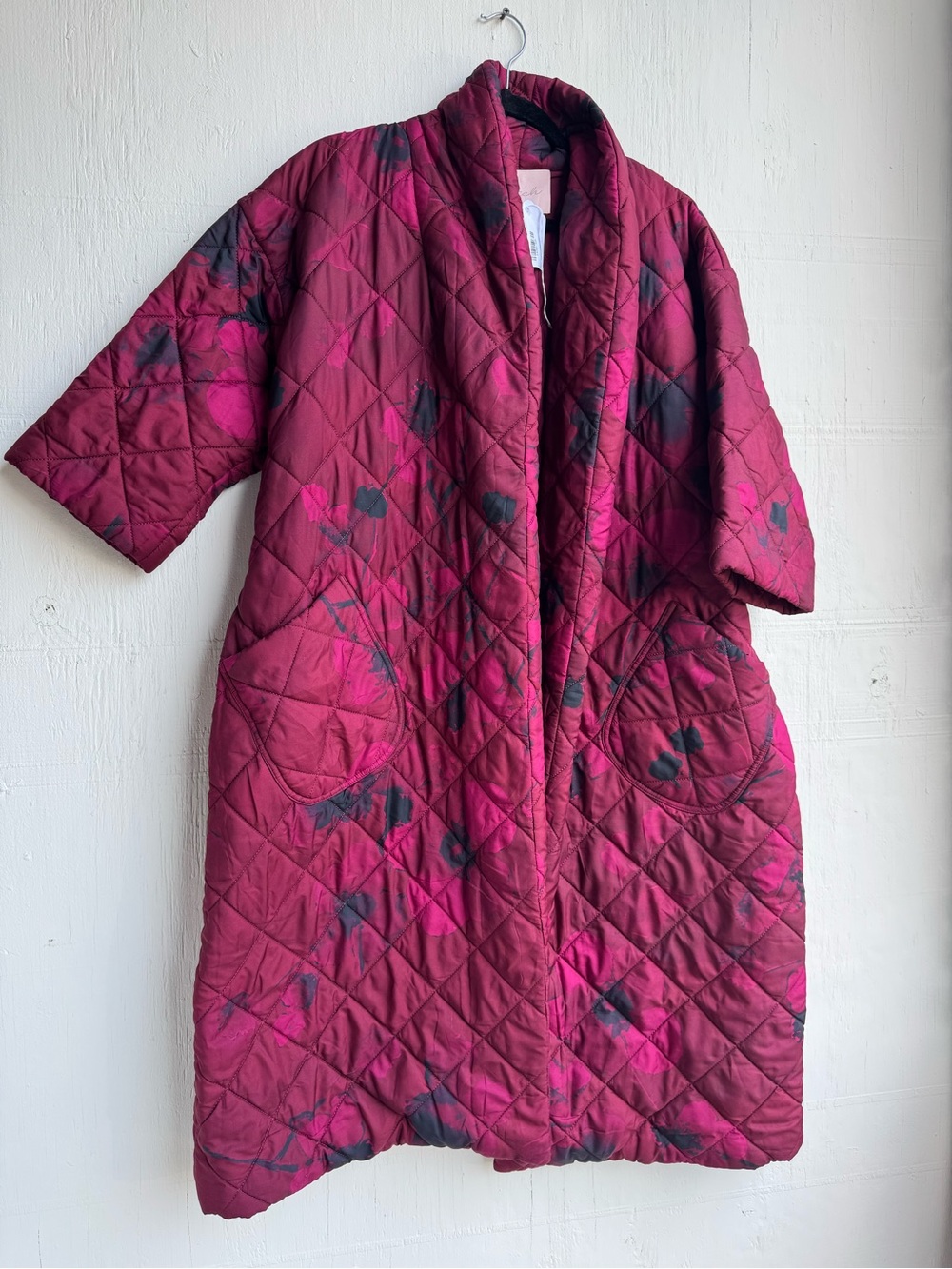 Hutch Quilted Magenta Floral-Accent Puffer Coat
